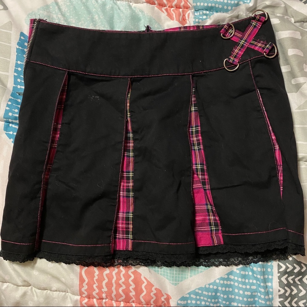 Black and plaid and pink mini skirt